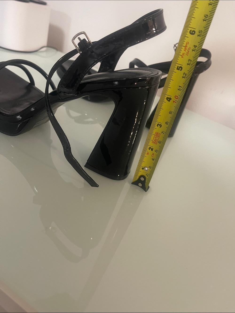 Black Patent Strappy Block Heel Sandals - Picture 9 of 10